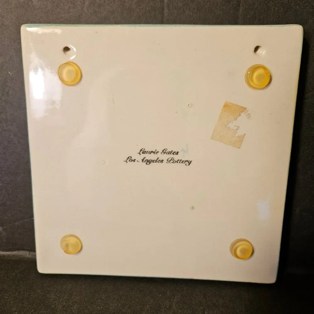 Laurie Gates Los Angeles Pottery Decorative Lime Design Ceramic Tile Trivet‎ 6" - Picture 3 of 6